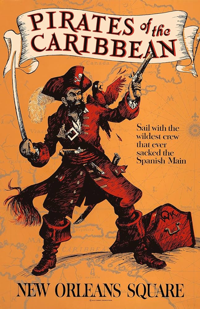 Prints Pirates of the Caribbean Disneyland Poster (11x17